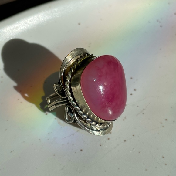 Hot Pink Agate statement ring adjustable from Argentina all size - Picture 1 of 11
